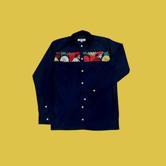 Alebrije manga larga - Camisa de hombre con bordados mexicanos
