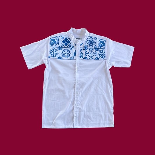 Talavera Manga Corta - Camisa de caballero  con bordado mexicano