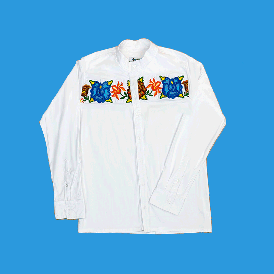 Magnolia Manga Larga - Camisa de caballero con bordados mexicanos